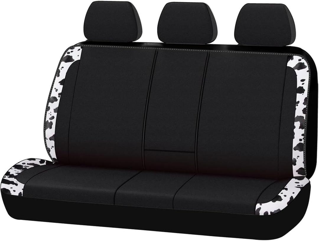 Flying Banner Neoprene Rear Bench car seat Covers car seat Protectors Split 40/60 60/40 (Cow Print & Black, Neoprene)