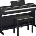 Yamaha Arius Series 88-Key Weighted Action Upright Digital Piano, CFX Concert Grand Piano Voice, 3-Pedal Unit, Bench Included, Classic Upright Design, Black YDP145B
