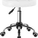 White 6-Square Lattice PU Swivel Stool with Wheel for Work SPA Shop Massage Height-Adjustable and Cost-Effective Rolling Stool Chair