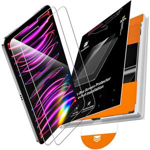 PandaShield 2 Pack for iPad Pro 11"(4th 3rd 2nd 1st Gen) iPad Air 10.9"(5th 4th Gen) 9H+ Tempered Glass Screen Protector with Easy-Install[12FT Grade Shatterproof] Apple Pencil Compatible,HD Clarity