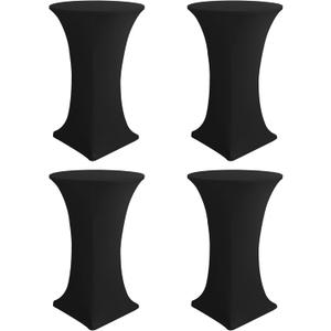 Cocktail Table Covers-Spandex Round High Top Table Cloths 4 Pack 32x43 Inch-Black Stretch Fitted Bar Tall Tablecloth for Pub Bistro Highboy Party Event Banquet Height Folding Satnding Tables