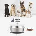 Nicelock Stainless Steel Dog Bowl | Set of 2, Metal Dog Bowls with Suction Base, Rubber Bottom & Premium Material & Easy Clean (Gray-2 Pack)