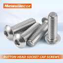 MewuDecor M5-0.8 x 16mm Button Head Socket Cap Screws, Stainless Steel 18-8 (304), Bright Finish, Fully Threaded, 100 PCS