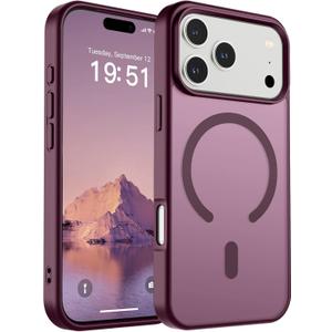 SUPFINE Magnetic for iPhone 17 Pro Case (Compatible with MagSafe)(Military Grade Drop Protection) Translucent Matte Shockproof with Anti-Fingerprint Phone Cover 2025,Wine Red