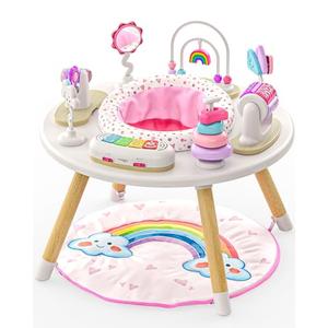 Move2Play 4-in-1 Baby Activity Center | Montessori-Inspired Design | 8 Interactive Toys | Tummy Time, Exersaucer & Toddler Table | Shower Gift | Essential | Must Have for 3, 6, 12 Month Old (Rainbow)