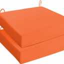 UNIKOME Outdoor Chair Cushions Pack of 2, Water Resistant Patio Cushions with Ties, High Density Sponge Filling Square Corner Seat Cushions for Outdoor Furniture, 24"*24"*4", Orange