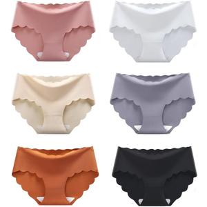 Women's Seamless Hipster No Show Invisible Ice Silk Stretch Underwears Pack Bikini Underwear Panty (Large)