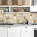 20Pcs Peel and Stick Tile Stickers 5.9x5.9 Inch Retro Style Walls Stickers Waterproof Tile Wallpaper for Kitchen Bathroom Backsplash Furniture Staircase (007, 5.9x5.9in)