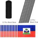12 Pack Haiti Desk Flags Set, Haitian Small Mini Table Office Flags With 12" Solid Black Pole, Black Base and Spear Top, Miniature Desktop Flag, Home Decoration, Office Decoration, Festival