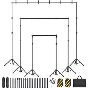 Backdrop Stand Kit - 6 Widths, 10x10ft Adjustable Background Stand for Parties & Studio Photography