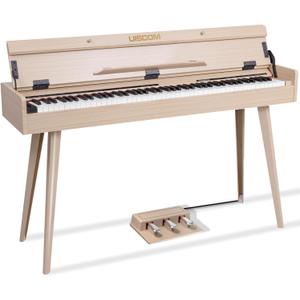 88 Key Weighted Home Digital Piano- Wooden Desk Electric Piano Transforms Between Desk and Vanity - Progressive Hammer-Action Keyboard, Perfect for Beginners with MIDI-Apricot