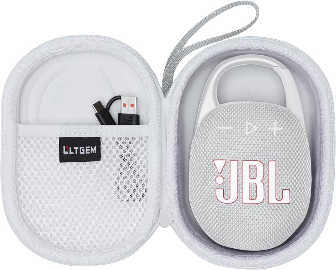 LTGEM Case Compatible with JBL Clip 4/5 Ultra Portable Waterproof Dustproof Bluetooth Speaker, White