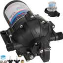 RV Fresh Water Pump, 5.5GPM 70PSI 12V DC Water Pump, Five Chamber Self-Priming Diaphragm Water Pump, with Heavy Duty Pressure Switch and Strainer for RV, Caravan, Marine, Yacht, Camping