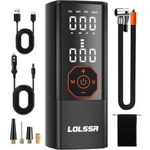 Tire Inflator Portable Air Compressor-25000mAh180PSI Air Pump for Car Tires-Cordless Tire Pump with Pressure Gauge, Cigarette Lighter Plug for Motorcycle, Bike, Ball, Dual-Use Type (Black)