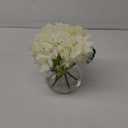Hollyone Hydrangea Artificial Flowers with Vase White Silk Fake Flowers Arrangements in Glass Vase with Faux Water for Home Bathroom Office Table Centerpiece Shelf Decorations