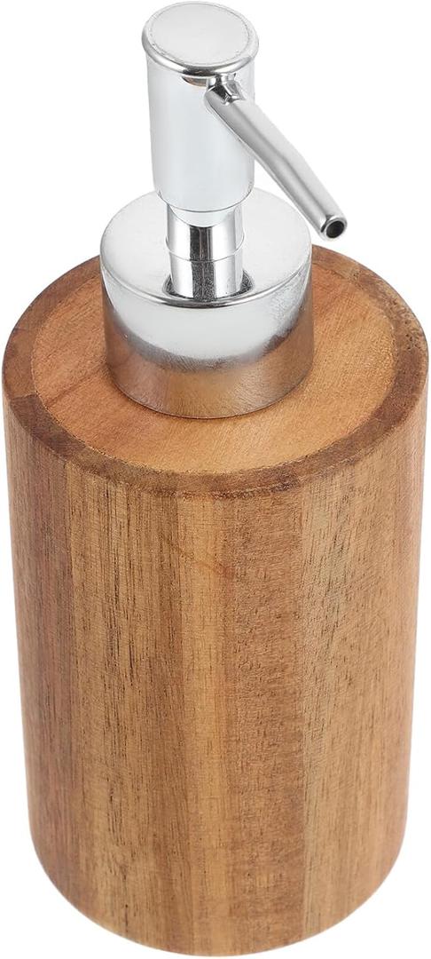 Beaupretty Wooden Liquid Soap Dispenser: Pump Lotion Dispenser Bamboo Shampoo Bottles Refillable Cosmetic Shower Gel Container for Countertop Kitchen Bathroom Farmhouse Decor