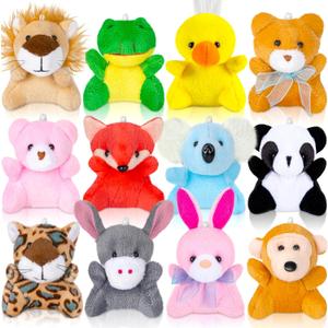 Sofier 12 Packs Mini Stuffed Animals Bulk Party Favors For Kids Treasure Box Toys Classroom Plush Toys Claw Machine Key Chains Carnival Prizes Small Valentine Halloween Stocking
