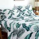 KACEMOO Queen Sheet Set 4PC Printed Bed Sheets Floral Sheet Queen Pattern Cooling Soft Microfiber 17Deep Pocket Sheet Set, Easy Care, Breathable, Wrinkle Free, Machine Washable Bed Set