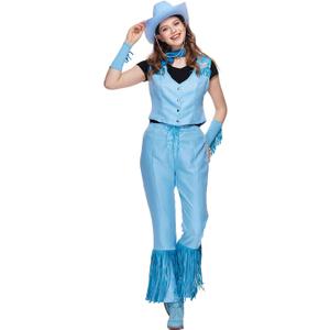 EraSpooky Cowgirl Costume Western Outfits for Women 5Pcs (Blue, M)