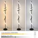 EIDISUNY Modern Spiral Floor Lamp with Remote Control, 48W LED Floor Lamps for Living Room, 3 Colors Dimmable Tall Standing Lamp for Living Room, 60'' Modern Floor lamp for Bedroom Black