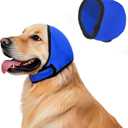Dog Ear Muffs, No Flap Ear Wrap for Hematoma, Waterproof Calming Hoodie for Bathing, Grooming, Drying & Noise Relief (Blue, M)