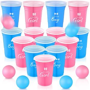Reallnaive Baby Shower Gender Reveal Party Favors Games Supplies Ideas Including 16 Oz 30 Team Boy or Girl Reusable Plastic Cups 8 Balls and Pen for Guests Baby Shower Party Supplies