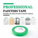 Green Masking Tape,Painters Tape,Green Painters Tape for Automotive Painting,DIY Paper Arts & Crafts, Spraying Drywall Paint, No Residue & Easy to Clean Up,12pcs 0.7in X 54 Yd Painter's Tape