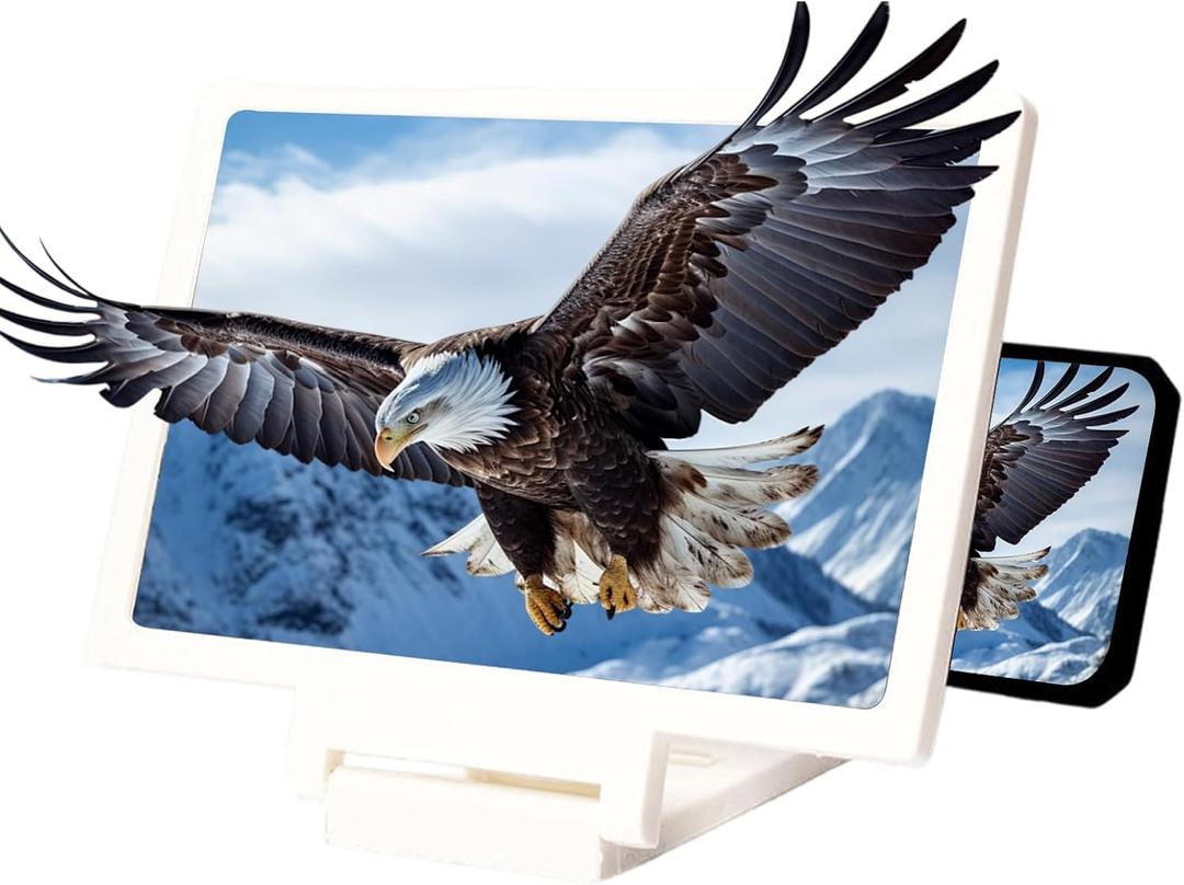 Screen Phone Magnifier, Screen Magnifier for Cell Phone, 3D HD Foldable Design Screen Magnifier Version for Movies, Videos and Gaming, Portable with All Smartphones (White, 10-Inch)