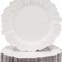 MAONAME White Charger Plates Set of 12, Reef Plate Chargers for Dinner Plate, Plastic Decorative Plates for Table Setting, Thanksgiving, Christmas