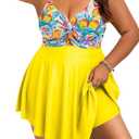 Arolina Plus Size Bathing Suit for Women Swim Dress Tummy Control Swimsuits Two Piece Flowy Tankini with Shorts (Flower 12)