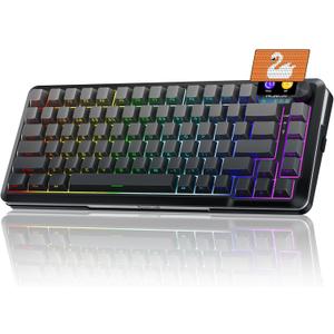 Redragon Wireless Mechanical Keyboard, Gasket RGB Gaming Keyboard with Screen & Knob, 3-Modes (Bluetooth/2.4G/Wired) 81 Custom Keys, Thick Pre-Lubed Linear Switch, Side Printed PBT Keycaps, K708GG-Pro
