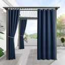 RYB HOME Outdoor Curtains Waterproof - Windproof Blackout Summer Heat Insulating Drapes for Patio Cabana Beach Swimming Pool Hut Pergola, W 52 x L 84, 1 Panel, Navy Blue 