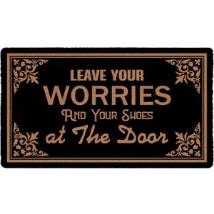 Leave Your Shoes and Worries Doormat 30x17 Inch Funny Welcome Door Mat Personalized Mat Indoor Outdoor Mats for Entryway with Non-Slip PVC Backing Easy Clean Home Dcor Housewarming Gift
