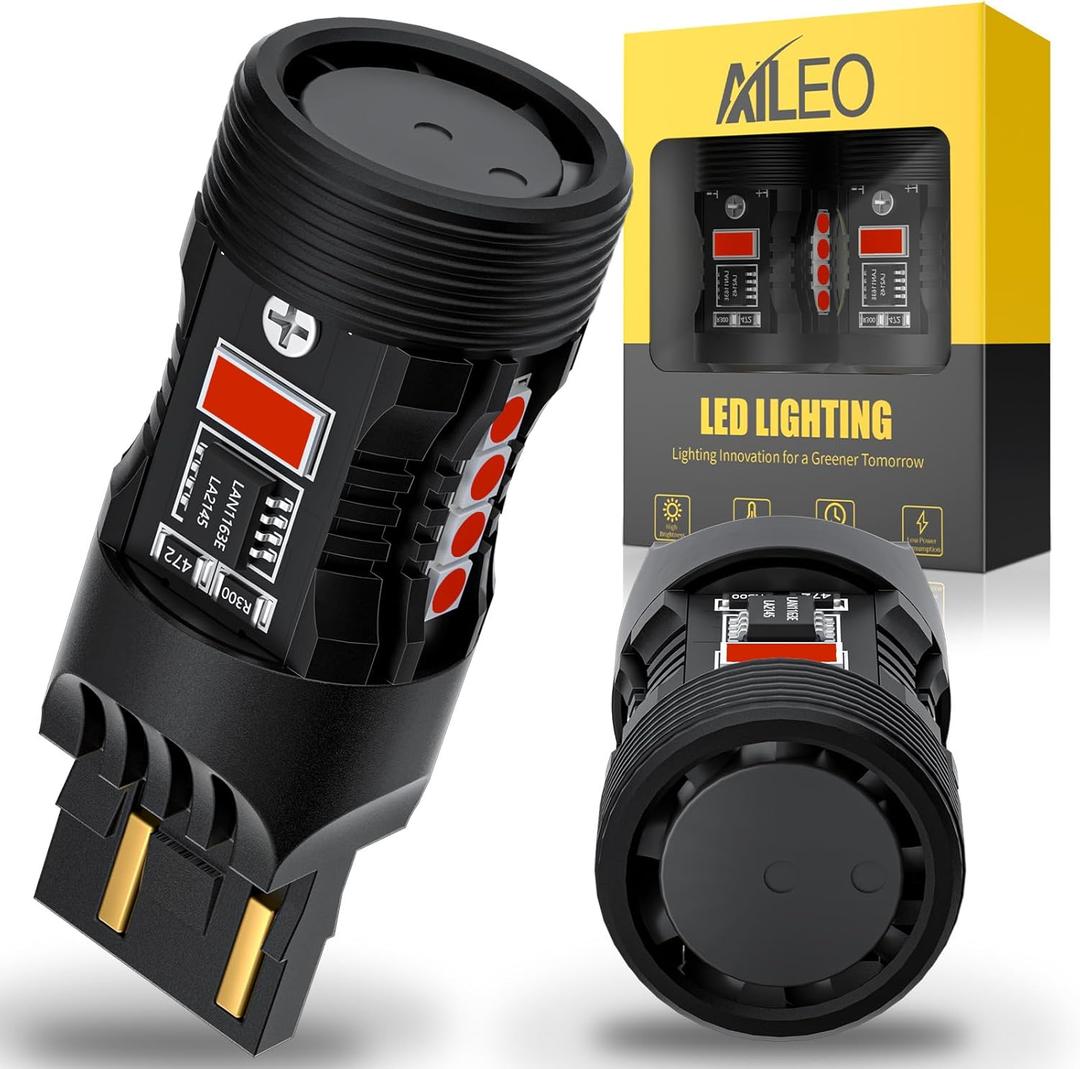 7440 7443 LED Bulb Red,28W 4800LM 600% Brighter,CANBUS Error Free with Cooling Fan,T20 7441 7444 W21W Ideal for Brake Lights & Stop Tail Lights,Rear Turn Signal Light,2-Pack