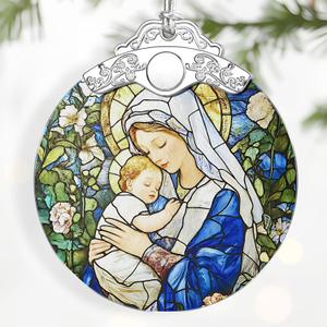 Christian Religious Virgin Mary Ornament  Christmas Decoration & Christmas Ornament; Stained Glass Holiday Decoration (Holiday Present, Bauble Present, Gift Idea, Gift Exchange) | Heirloom Keepsakes