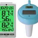 Ambient Weather WS-25 Wireless 8-Channel Floating Pool and Spa Thermometer with Indoor Temperature and Humidity
