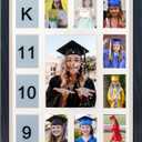 School Years Picture Frame K-12 Day Graduation Photo Collage Black Frame with Mat, Displays One 5x7 Photo and Twelve 2.5x3.5 Pictures
