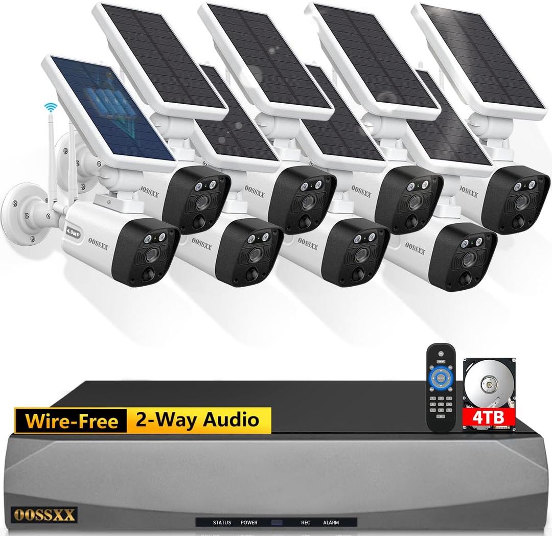 Solar Battery 100% Wire-Free 2-Way Audio 2-Antennas Enhance PIR Detection Outdoor Surveillance Camera System Solar Powered Battery Cameras System