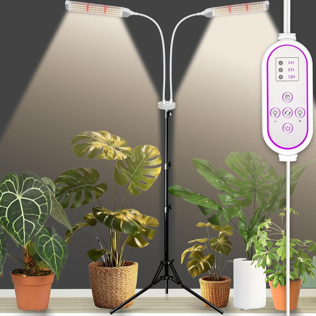 210 LED Grow Lights for Indoor Plants Full Spectrum, LED Plant Light with Stand, Adjustable Height, Plant Grow Lights with Auto 4/8/13/H Timer for Indoor Tall Plants