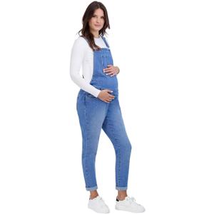 Savi Parker Maternity Denim Overalls  Soft Bib Jumpsuit with Straight Legs for Spring and Summer (Small, Nhi Wash)
