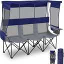 Teenyyou 3 Person Camping Chair with Canopy Shade Oversized Folding Beach Couch Style Camping Sofa Portable Outdoor Lawn Seat Tailgate Chair with Umbrella for Beach Sport Sideline Backyard Festival