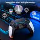 Wireless Controller for PS5 with RGB LED,TURBO, Dual Vibration, 6 Axis Gyro Sensor, Touchpad, Ergonomic for Playstation 5 Controller, Compatible with PlayStation 5/PC/Mac, Anti-Slip Black and White