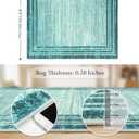 Lahome Amabel Abstract Teal 8x10 Area Rugs for Living Room, Washable Modern Bedroom Rug 8x10 Stain Resistant, Low-Pile Soft Minimalist Bordered Large Indoor Carpet for Office Dining Room