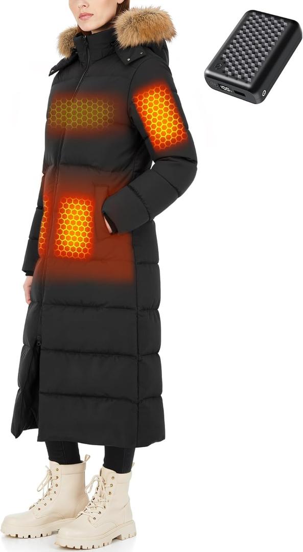 Wulcea Graphene Heated Jacket For Women 12V 18400mAh Fast Charge Large Capacity Battery (Black)