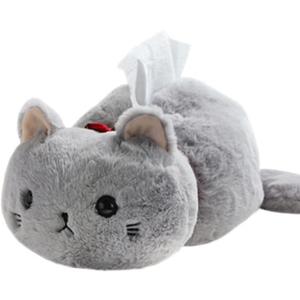 CHOOLD Cute Cartoon Animal Cat Tissue Box Plush Cover Paper Holder Napkin Box for Car Home Bathroom Kitchen Office (Gray)