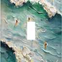 Beach Waves Ocean Surfing Hoverboard Painting Print Decorative Light Switch Cover 1 Gang Single Toggle Device Electrical Faceplate Switchplates Decorator Outlet Wall Plate for Bedroom Living Room