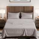 Olympic Queen Sheet Set 66x80 - 4 Piece RV Olympic Queen Size Sheets - Soft, Breathable & Cooling - Fits 14” to 16" Mattress w/ Deep Pockets - Comfy Luxury Bedding - Fade & Wrinkle Free - Light Grey