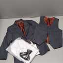 Boys Suit Set Formal Dress Shirt with Bowtie Vest Pants Toddler Boy Tuxedo Suits (4T, Dark Gray 5pc)