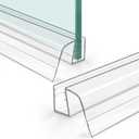 Bathroom Shower Glass Door Bottom Seal Strips, Length 39 Inch 2PCS Transparent PVC Door Bottom Seall Strips for 3/8" (10MM) Thick Framless Glass Panel