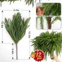 Rowfad 24 Pcs Artificial Norfolk Pine Branches, Faux Norfolk Pine Stems DIY Crafts Faux Christmas Norfolk Pine Branches for Xmas Indoor Outdoor Home Decor (24)